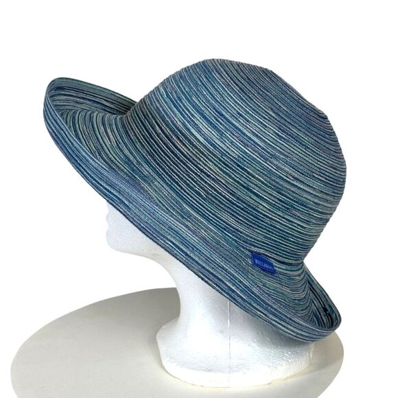 Wallaroo Wide Brim Sun Hat Rolled Ombre Blue UPF Protection Packable Vacation - Picture 3 of 13